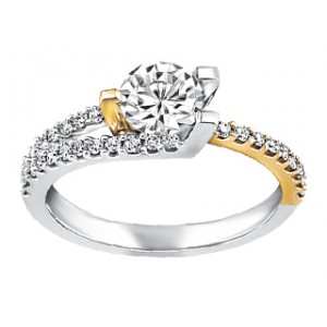 Ladies' ring two tone, Canadian diamonds HI/SI2